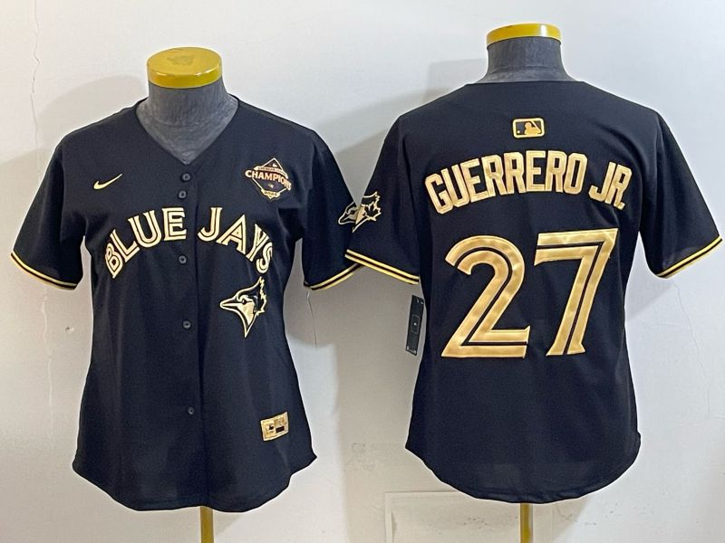 Youth 2026 Toronto Blue Jays #27 Guerrero jr Black Gold 5th generation Nike MLB Jersey style 01